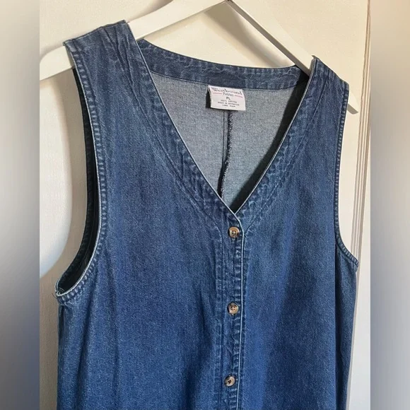 Petite Long Denim Button Down Dress - Picture 1 of 3